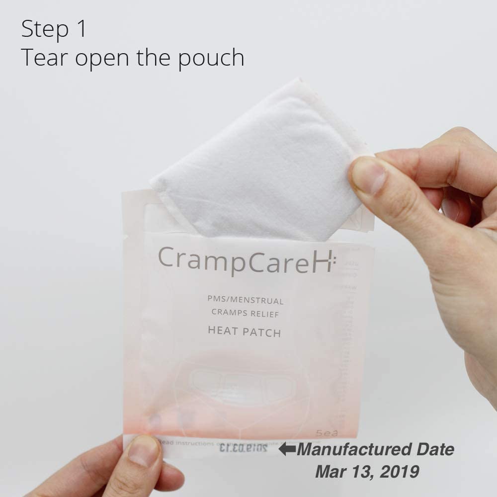 (5 Patches) CrampCareH PMS/Menstrual Cramps Relief Heat Patch with Wide Wings, FDA Registered CrampCareH uk supplements