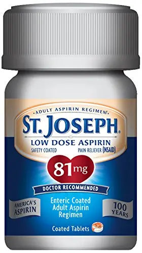 St. Joseph Aspirin Pain Reliever (NSAID) 81mg, Enteric Safety Coated, Adult Low Dose Regimen, 36 ct St. Joseph uk supplements