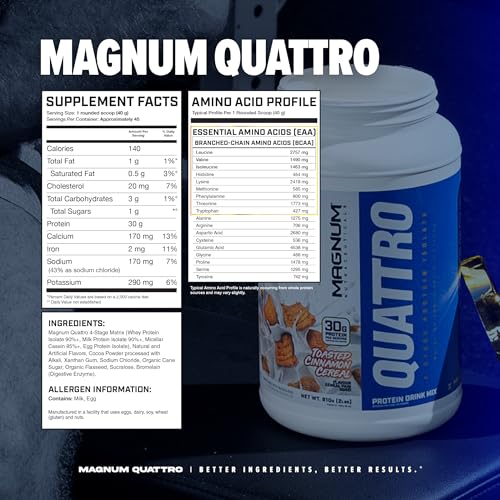 Magnum Nutraceuticals Quattro -, Toasted Cinnamon Cereal ,2lb - May Support Muscle QUATTRO uk supplements