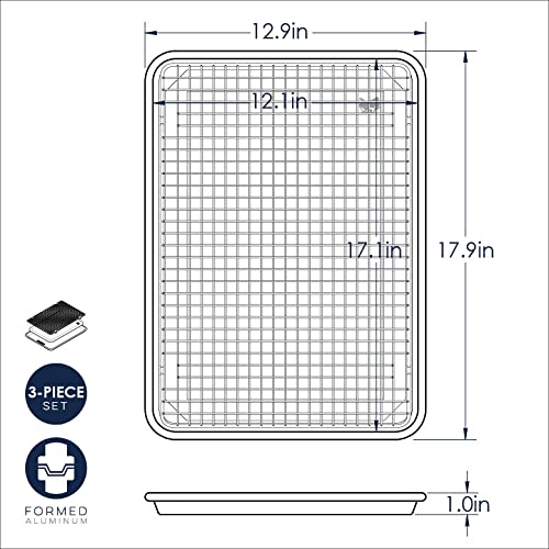 Nordic Ware Naturals Half Sheet Pan, Deluxe Silicone Liner and Cooling Rack, Cookie or Roasting Bakers Set Nordic Ware uk supplements