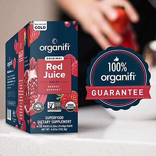 Organifi Red Juice - Vegan Energy Powder - Berry-Flavored Adaptogen Drink - Caffeine Organifi uk supplements