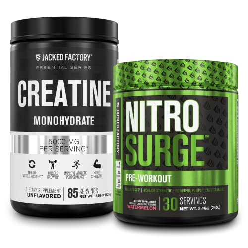 Nitrosurge Pre-Workout & Creatine Monohydrate - Pre Workout Powder With Creatine Jacked Factory uk supplements