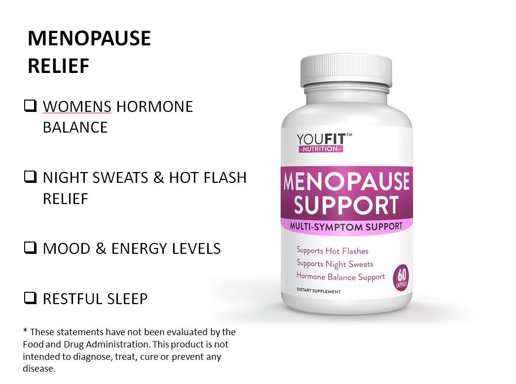 YouFit Nutrition Menopause Relief Capsules for Women - Natural Menopause Supplements for Women - Complete Day and Night Menopause Support - Reduces Hot Flashes, Stress, Night Sweats - 30 Servings YouFit Nutrition uk supplements