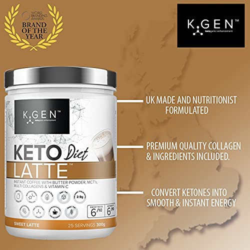Instant Bulletproof Keto Coffee Creamer UK Made Collagen Latte | Butter Powder, Coconut MCTs & Vitamin C K GEN ketogenic enhancement uk supplements
