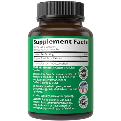 USDA Organic Beet Root Vegan Capsules. Beets Juice Powder Super Food Pills 1200 mg Peak Performance uk supplements