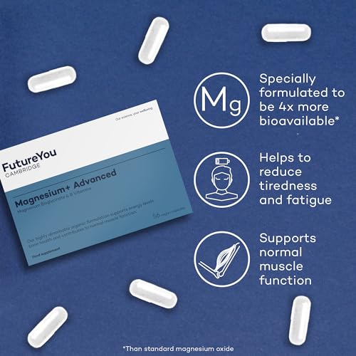 FutureYou Magnesium+ Advanced (28 Capsules). High Strength Magnesium Supplements for Women & Men FutureYou Cambridge uk supplements