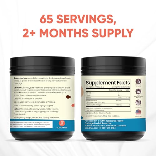 Sandhu's Pure Bovine Colostrum Powder Supplement for Humans |40% IgG Highly Sandhu's uk supplements