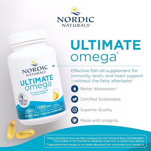 Nordic Naturals Ultimate Omega, Lemon Flavor - 60 Soft Gels - 1280 mg Omega-3 Nordic Naturals uk supplements