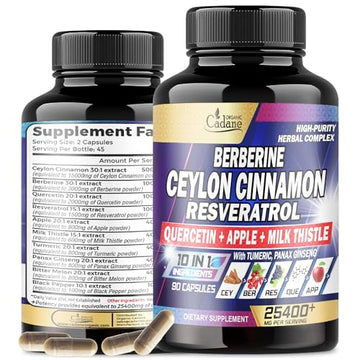 Ceylon Cinnamon 15000mg Berberine 3000mg Quercetin 2000mg Supplement - Support Organic Cadane uk supplements