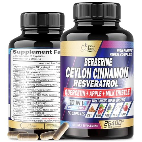 Ceylon Cinnamon 15000mg Berberine 3000mg Quercetin 2000mg Supplement - Support Organic Cadane uk supplements