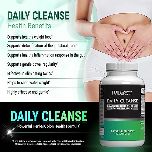 IVL - Daily Cleanse Herbal Colon Health Formula - Detoxification, Probiotic, Digestive Support IVL uk supplements