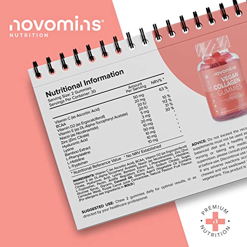 Vegan Collagen Gummies – Advanced Superfood Blend – Vegan Collagen Alternative for Women and Men – Infused with Vitamin C novomins uk supplements