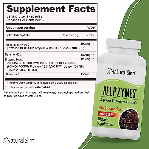 NaturalSlim Helpzymes Digestive Enzymes for Digestion, Bloating, Gas Reli NaturalSlim uk supplements