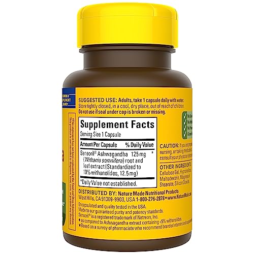 Nature Made Ashwagandha Capsules 125mg for Stress Support, 60 Capsules, 60 Day Supply Nature Made uk supplements