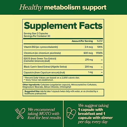 MOTO Metabolism Support for Women - Natural Energy, Curb Cravings, Healthy Metabolism - EGCG O Positiv uk supplements