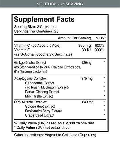 MTN OPS Solitude High-Altitude Performance Supplement (25 Servings), Black, One Size MTN OPS uk supplements
