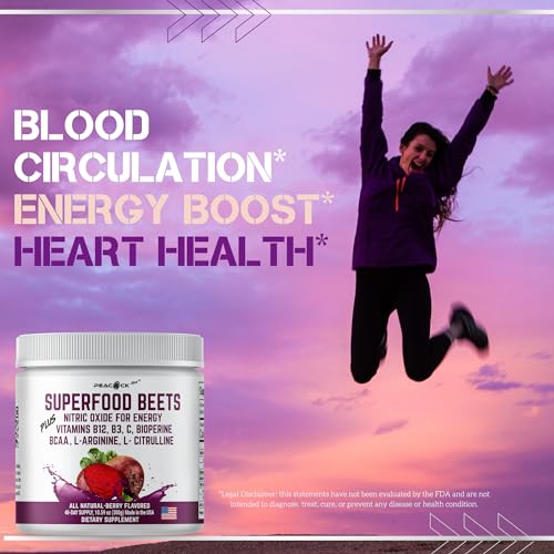 Peacock Max Superfoods Blend Immunity Support Vegan Gluten Free (Beets Nitric Oxide B12 Powder) Peacock Max uk supplements
