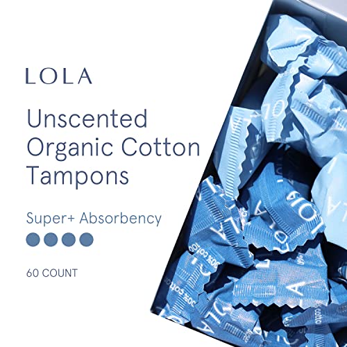 LOLA Organic Cotton Tampons, 60 Count - Super Plus Tampons, Period Feminine Hygiene Products LOLA uk supplements