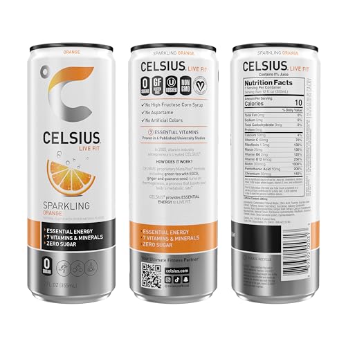 CELSIUS Sparkling Orange, Functional Essential Energy Drink 12 Fl Oz (Pack of 12) CELSIUS uk supplements