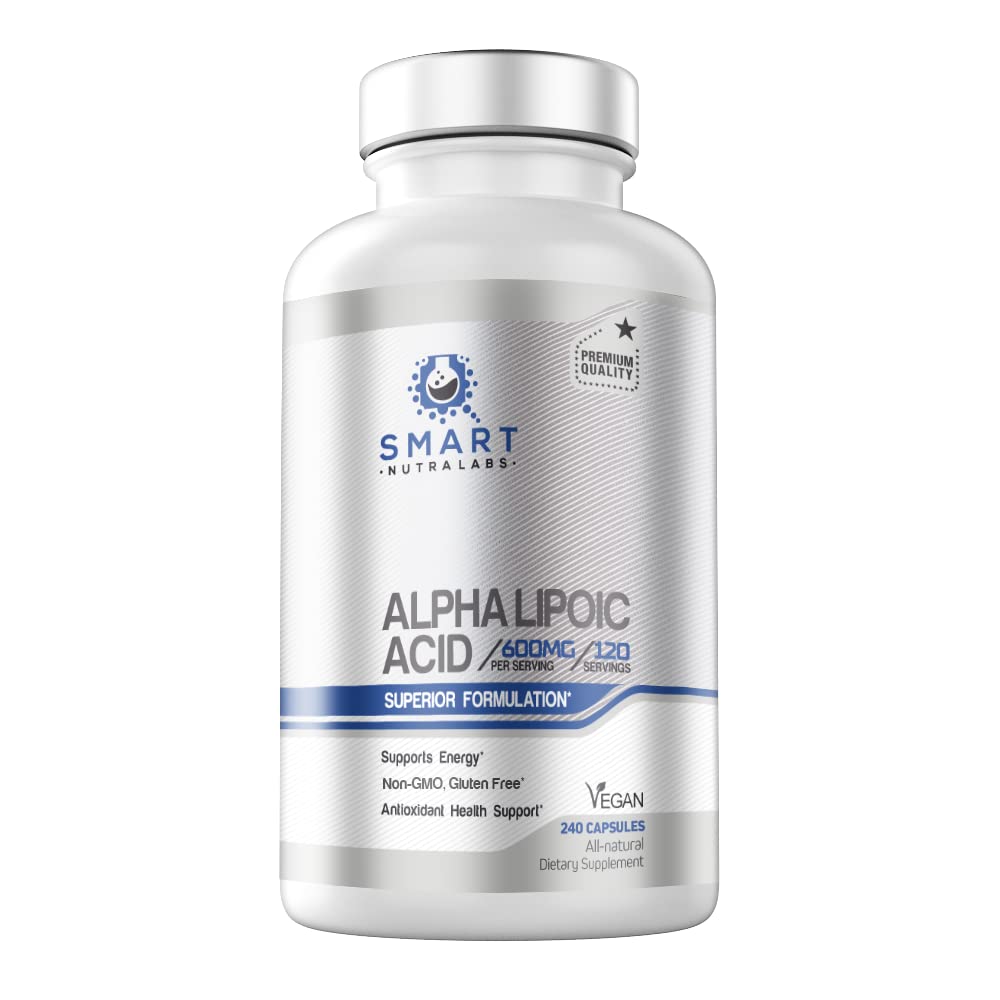Alpha Lipoic Acid 600mg Per Serving, 240 Vegan Capsules- Gluten Free SMART NUTRA LABS uk supplements