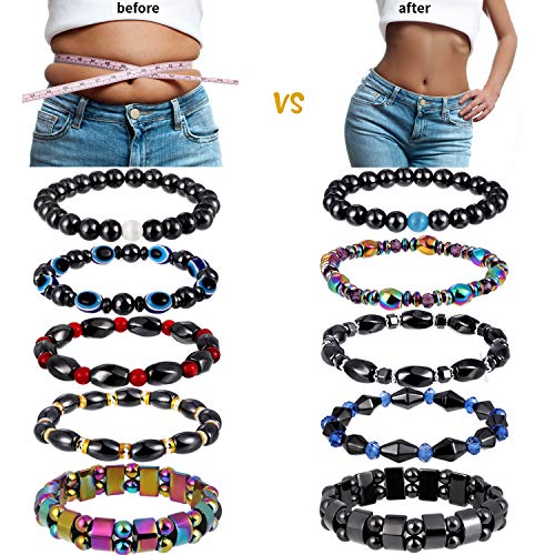 Hicarer 10 Pieces Magnetic Hematite Bracelets for Men Women Magnetic Bracelet Rock Hicarer uk supplements