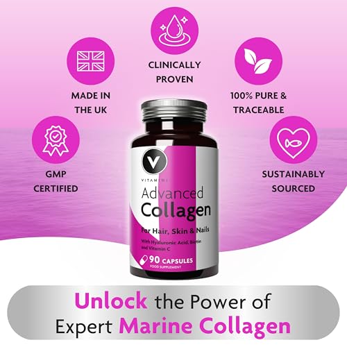 Premium Collagen Supplements for Women - High Strength Marine Collagen with Hyaluronic Acid, Biotin, Vitamin C & E V Vitamini uk supplements