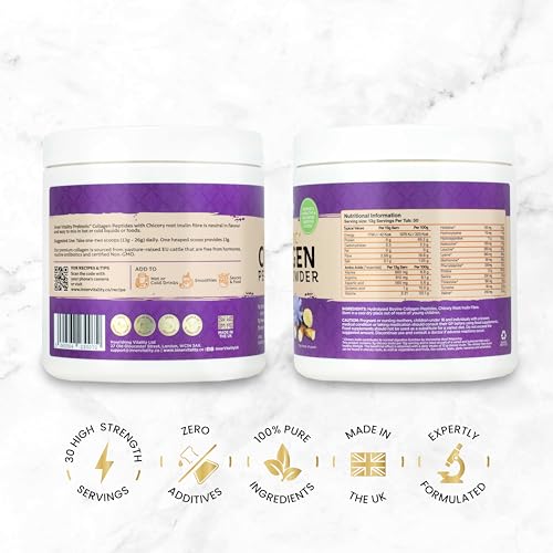 Prebiotic Collagen Powder - 390g Hydrolysed Bovine Collagen Peptides with Prebiotics for Gut Health & Skin Inner Vitality uk supplements
