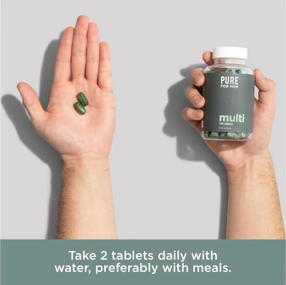 Pure for Men Multivitamin Supplement | Energy, Mood Support, Strong Bones, Antioxidants, Minerals | Vitamins A, B, C, D, Magnesium, Calcium | Pure for Men uk supplements