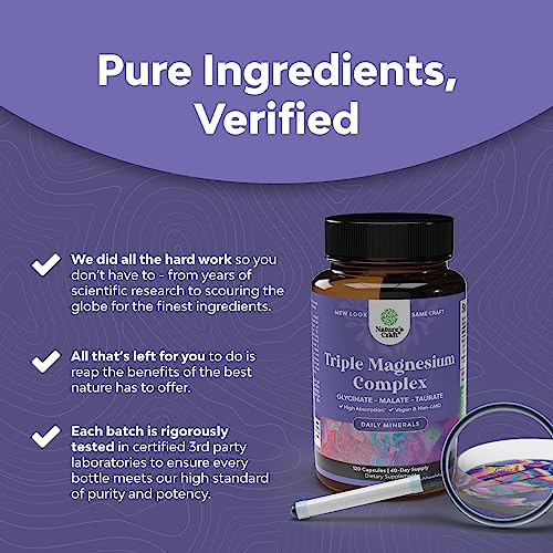 Triple Magnesium Complex Supplement 400mg Elemental - High Absorption Magnesium Natures Craft uk supplements
