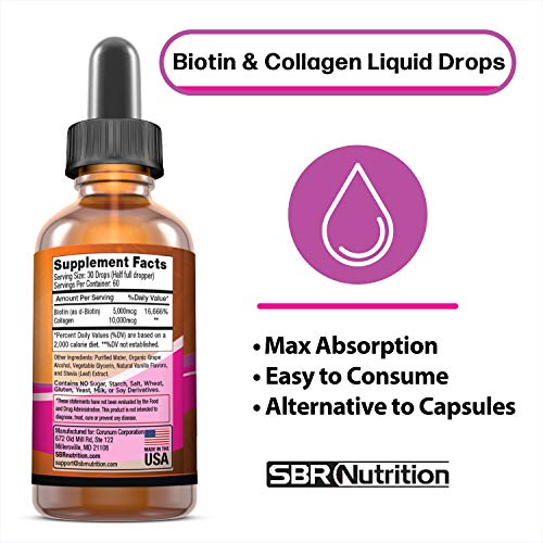 SBR Nutrition Biotin and Collagen Liquid Drops Daily Food Supplement, Vitamins SBR Nutrition uk supplements