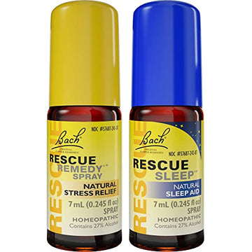 Day & Night Bundle, Bach RESCUE REMEDY Spray, Natural Stress Relief [and] RESCUE SLEEP Spray RESCUE uk supplements