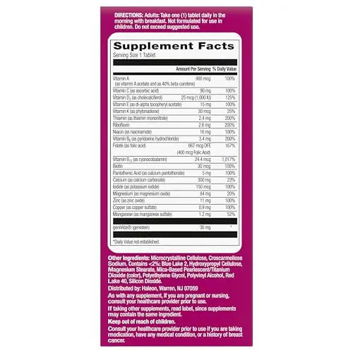 Centrum Complete Multivitamin Supplement + Hot Flash Support Menopause Support Tablets, with Clinically Studied geniVida, 30 Count Centrum uk supplements