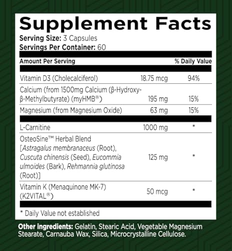 Green Valley Naturals Bone & Muscle Defense Supplement – Bone Health, Muscle Support & Joint Mobility Formula with MyHMB, Magnesium, Vitamin D3 & L-Carnitine for Daily Wellness, 60 Capsules GREEN VALLEY NATURALS uk supplements