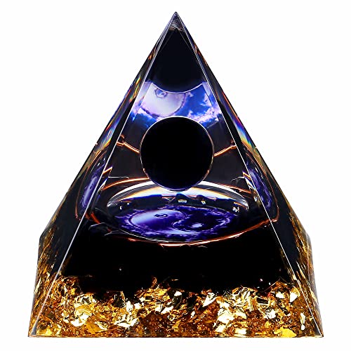 Yin Yang Healing Crystal Orgonite Pyramid - Tai Chi with Obsidian Ball - Taiji Reiki Chakra Meditation FENGSHUI-CAISHEN uk supplements