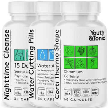 Sculpt Shred Cleanse Detox as 3x Action Diet Pills for Puffiness Belly Bloating & Loss of Waste Youth & Tonic uk supplements