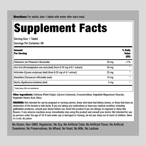 Water Pill | 90 Tablets | Super Strength | with Potassium | Non-GMO, Gluten Free Supplement Piping Rock uk supplements