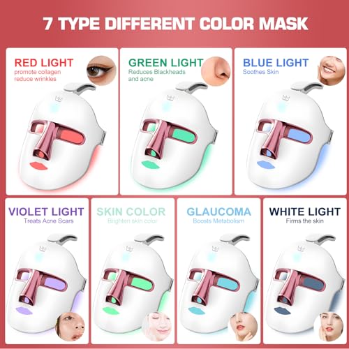 Red Light Therapy M-Ask Red Light Facial M-Ask Red Light Therapy for Face 7-1 Colors Light for Face Home Use LORICK uk supplements