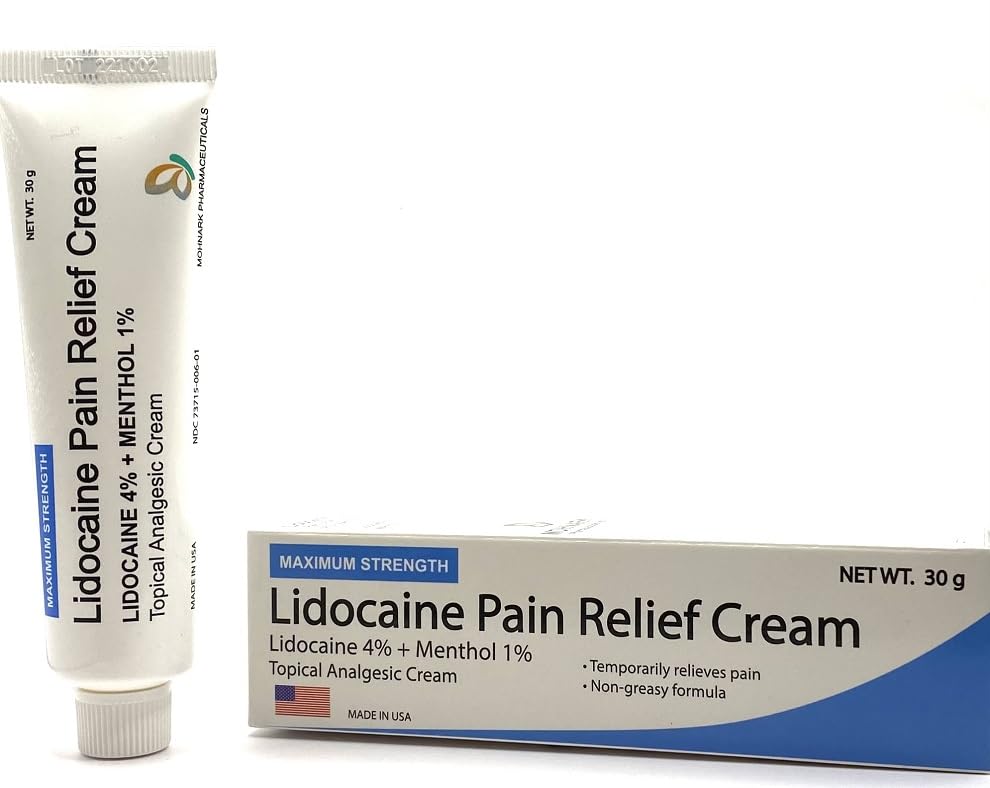 MOHNARK Pain Relief Cream with Lidocaine 4% and 1% Menthol | Includes Vitamin E | Numbs Away Pain Faster | Non-Greasy MOHNARK uk supplements