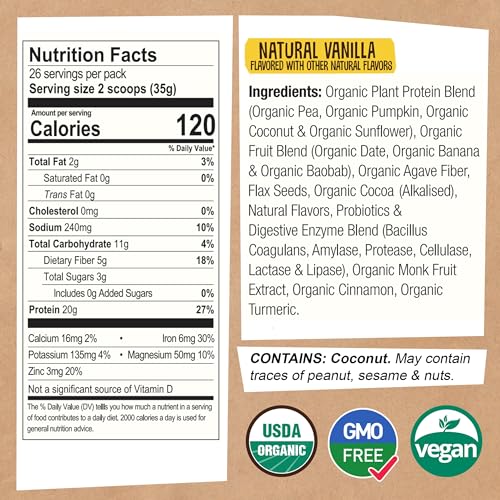 EarthChimp Organic Vegan Protein Powder - with Probiotics - Non GMO, Dairy Free EarthChimp uk supplements