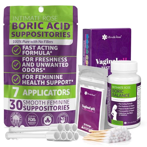 Intimate Rose Boric Acid Suppositories and pH Test Strips for Women (50 Strips) Bundle. Intimate Rose uk supplements