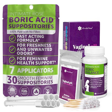 Intimate Rose Boric Acid Suppositories and pH Test Strips for Women (50 Strips) Bundle. Intimate Rose uk supplements