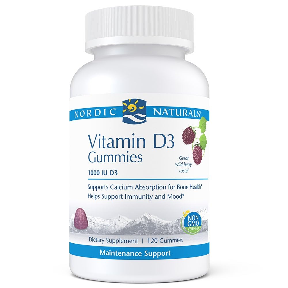 Nordic Naturals Pro Vitamin D3 Gummies, Wild Berry - 120 Gummies - 1000 IU Vitamin D3 - Great Taste - Healthy Bones, Mood & Immune System Function - Non-GMO - 120 Servings Nordic Naturals uk supplements