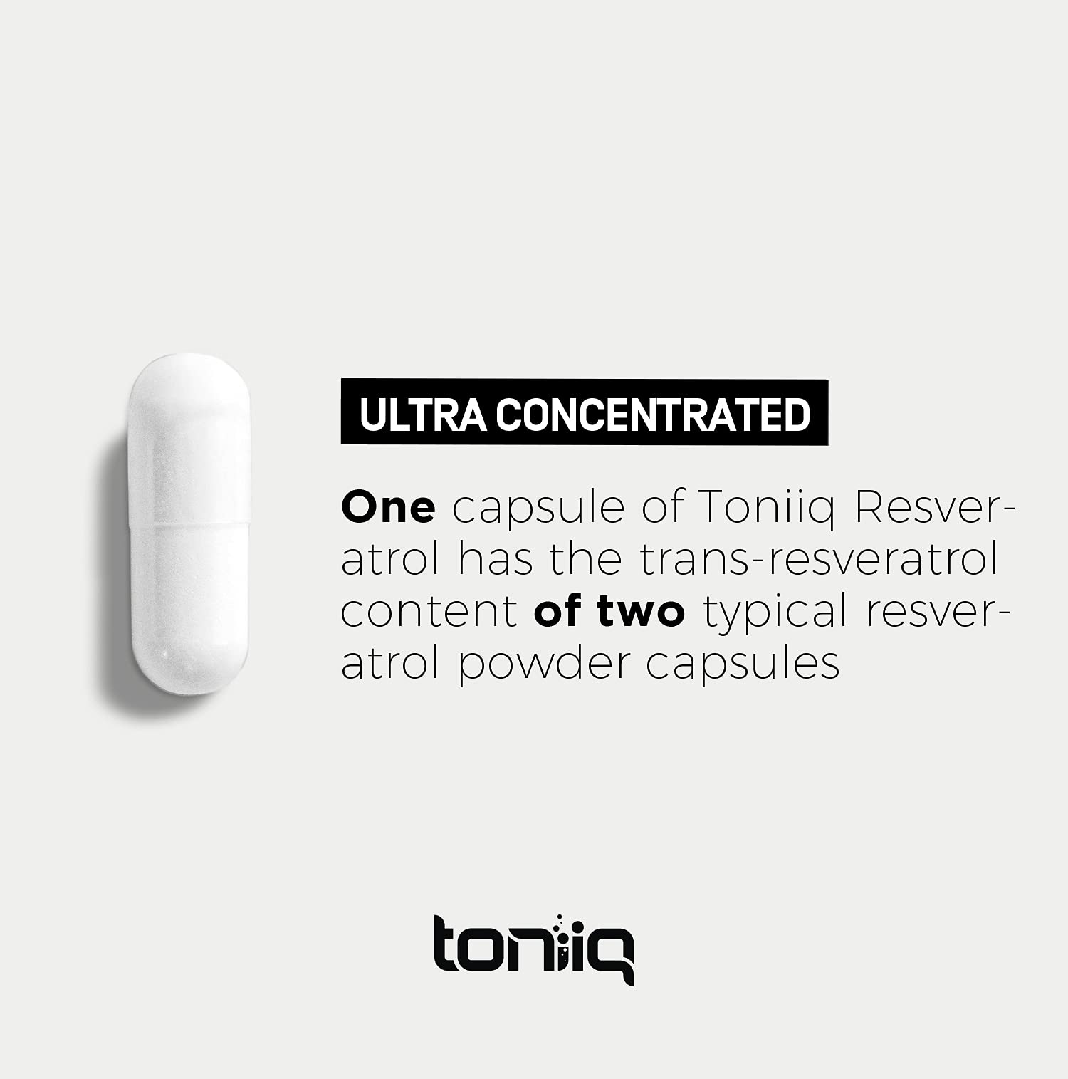 Toniiq Ultra High Purity Resveratrol Capsules - 98% Trans-Resveratrol - Highly Purified and Bioavailable - 60 Caps Reservatrol Supplement Toniiq uk supplements