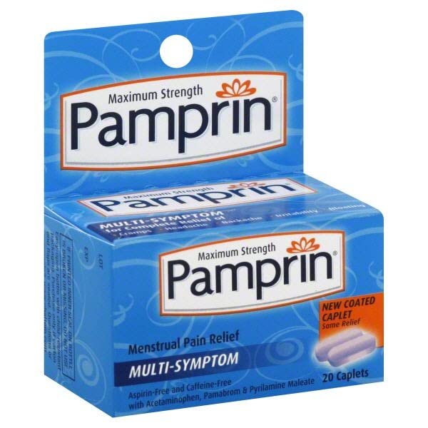 Pamprin, Menstrual Pain Relief Multi-Symptom Caplets, Maximum Strength, 20 Count Pamprin uk supplements