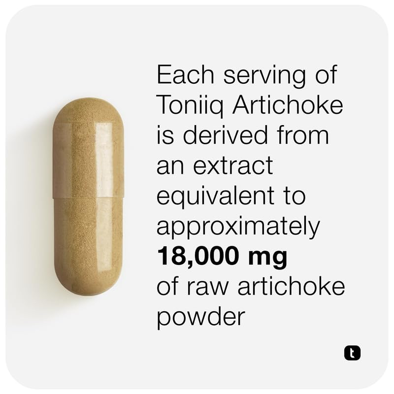 Toniiq Artichoke Extract 15:1 – with 5% Cynarin (60 mg) – 120 Vegan Capsules – Liver & Digestive Support - Lab Tested - Non-GMO Toniiq uk supplements
