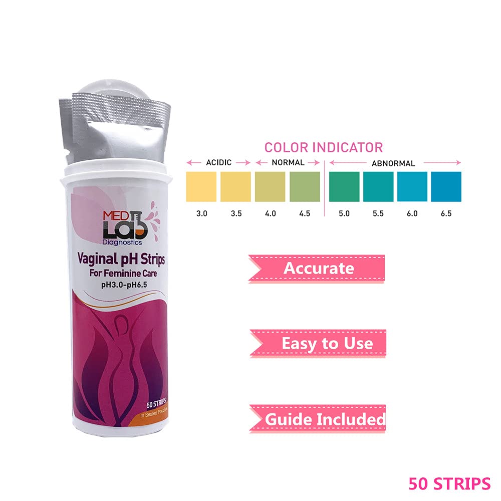 Vaginal ph Test Strips for Women(50 cnt). BV Bacterial Vaginosis and Yeast Infection Test Strips Med Lab Diagnostics uk supplements