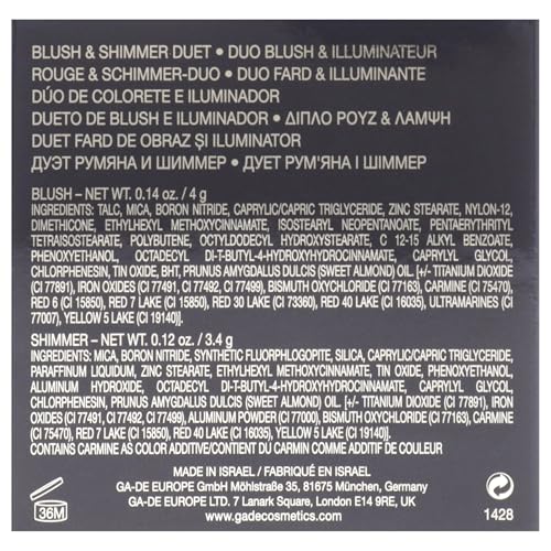 GA-DE Velveteen Blush and Shimmer Duet, 50 - Formulated with Micronized Pearls and Pigments for Sculpting Face and Décolleté - Paraben-Free - 0.26 oz GA-DE uk supplements