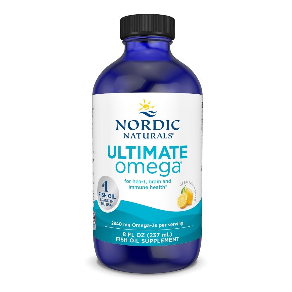 Nordic Naturals Ultimate Omega Liquid, Lemon Flavor - 8 oz - 2840 mg Omega-3 - High-Potency Fish Oil Supplement with EPA & DHA - Promotes Brain & Heart Health - Non-GMO - 48 Servings Nordic Naturals uk supplements