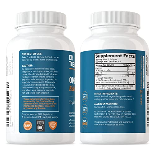Dr. Tobias Omega 3 Fish Oil, 800 mg EPA 600 mg DHA Omega 3 Supplement for Heart Dr. Tobias uk supplements