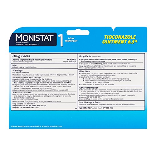 Monistat 1-Day Yeast Infection Treatment | Prefilled | Tioconazole Ointment Monistat uk supplements